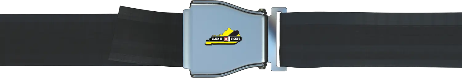 Older Seat Belt with the "Click It or Ticket" Logo on the buckle